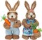 Set of 2 Easter Standing Bunny Couple, 12" Handmade Straw Bunny with Carrot Figurine, Easter Rabbits Tabletop Statues, Cute Photo Props Gifts for Office Kitchen Farmhouse Spring Home Decor